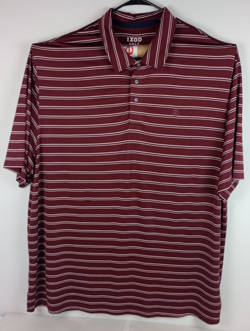 Izod Golf Mens 4XLT Burgundy Satin Stretch Short Sleeve Vented Collar Polo Shirt